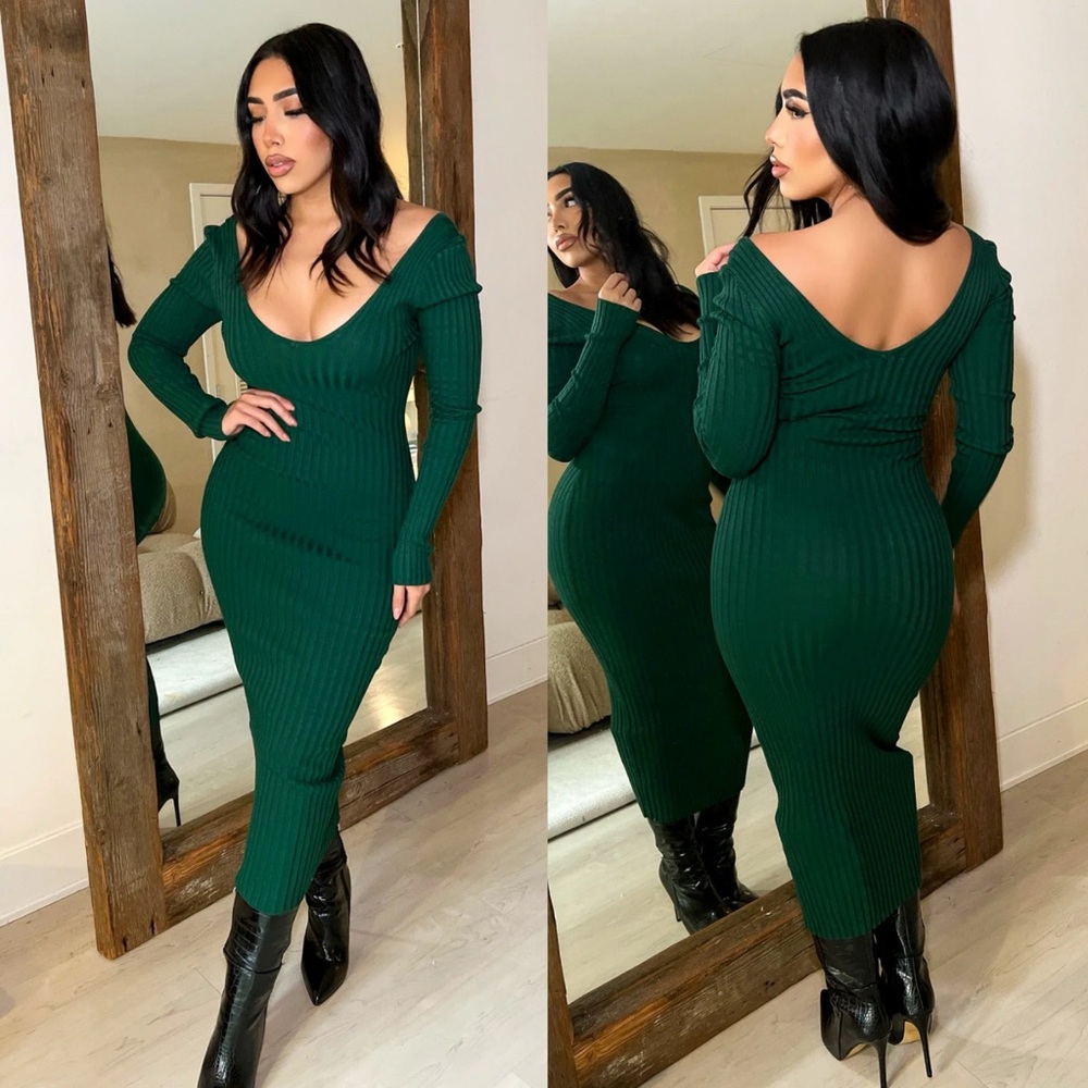 Laura’s Boutique Chic Long Sleeve Hunter Green Dress